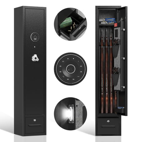 KAER 5-6 Safe,Gun Safe for Rifle and Pistols,Gun Cabinets,Rifle Safe,Gun Safes for Rifle and Shotguns,Gun Safes & Cabinets with Drawer,Indoor Gun Rack,Removable Shelf (S) KAER