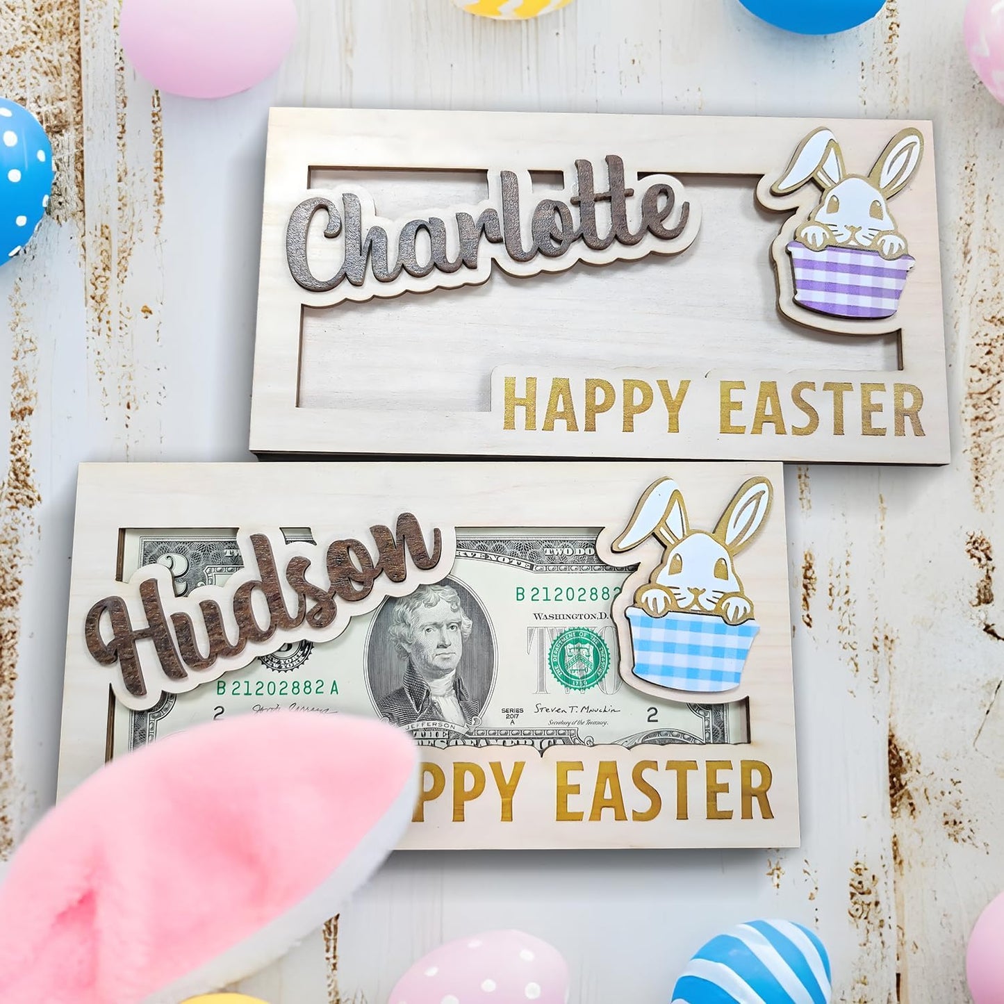 Easter Money Holder - Easter Bunny Money Holder Personalized Easter Gifts Money Holder for Boys Girls, Personalized Easter Gifts - WoodArtSupply