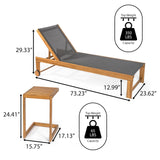 JONATHAN Y LNG1100A-2SET Trabuco Coastal Modern Acacia Wood Mesh 3-Position Outdoor Chaise Lounge Set with Side Table Transitional, Classic, Minimalist, Traditional, Contemporary, Dark Gray/Teak Brown JONATHAN Y
