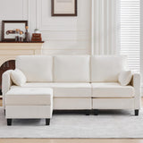MAGIC UNION Convertible Sectional Couches for Living Room - Small Space Couches L-Shaped Sofa, Upholstered 3 Seats Sofas W/Storage Chaise, USB Ports, Side Pockets and Pillows (Chenille Fabric, White) MAGIC UNION