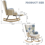 ETCZOYE Modern Nursery Rocking Chair, Teddy Upholstered Glider Rocker with Footrest, Comfortable Rocker Recliner with Side Pocket for Living Room, Bedroom, Office, Large Spliced Dark Blue ETCZOYE