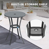 DIFY Patio Bar Height Table, Grey 28" Round Outdoor Pub Table with 1.57" Umbrella Hole for Bistro, Garden, Poolside and Balcony DIFY