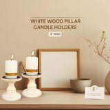 Hosley White 5 Inch High Wooden Pillar Candle Holder Country Style. Ideal Gift for Wedding Party Home Spa Reiki Aromatherapy LED Votive Candle Gardens W1 Hosley
