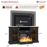 oneinmil Fireplace TV Stand with 3-Sided Glass, TV Cabinet for TVs up to 65", 59'' Modern Media Entertainment Center with Farmhouse Glass Door Storage Cabinets, for Living Room, Black oneinmil