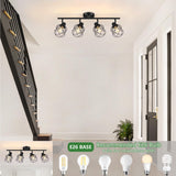 Baocuz 4-Lights Semi Flush Mount Ceiling Light, Adjustable Multi-Directional Light Fixtures, Rotatable Farmhouse Light Fixtures Mount with Metal Cage for Dining Room, Living Room Baocuz