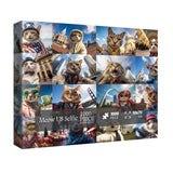 Funny Cat Art Puzzles for Adults 1000 Pieces, Nature Travel Kitten US Landmarks Jigsaw Puzzles, Animal Landscape Collage Scenic Puzzle IdeaBazar