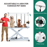 YITAHOME 50 Inch Electric Dog Grooming Table Professional Heavy Duty Pet Grooming Table for Dogs at Home, Aluminium Adjustable Overhead Arm & Tool Organizer, Large Pet Grooming Station White YITAHOME
