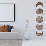 Jetec 5 Pcs Moon Phase Wall Decor Hanging Wooden Moon Phase Wall Art Nordic Art Boho Decor for Room Bar Ornament(Brown,10.6 Inch) Jetec