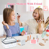 Ehome Wooden Makeup Toy Set, Wooden Salon Toys Toddler Pretend Makeup Kit for Little Girls Princess Gift Wood Play Make Up Beauty Set Toys for Girls Age 3 - 9 Birthday Christmas Ehome