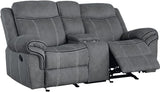 Acme Zubaida Reclining Loveseat with USB Dock and Console in 2-Tone Gray Velvet Acme