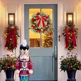 N&T NIETING 20 in Artificial Christmas Wreath for Front Door, Pre-lit Wreaths with Red Bow, Outdoor Christmas Wreaths with Lights Wreath Decorations for Kitchen Wall Home Holiday Xmas Decor N&T NIETING