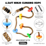 12 Ninja Tree Climbing Holds and 6.56FT Climbing Rope for Kids, Tree Climber Climbing Kit for Outdoor Ninja Warrior Obstacle Course Training TOPNEW