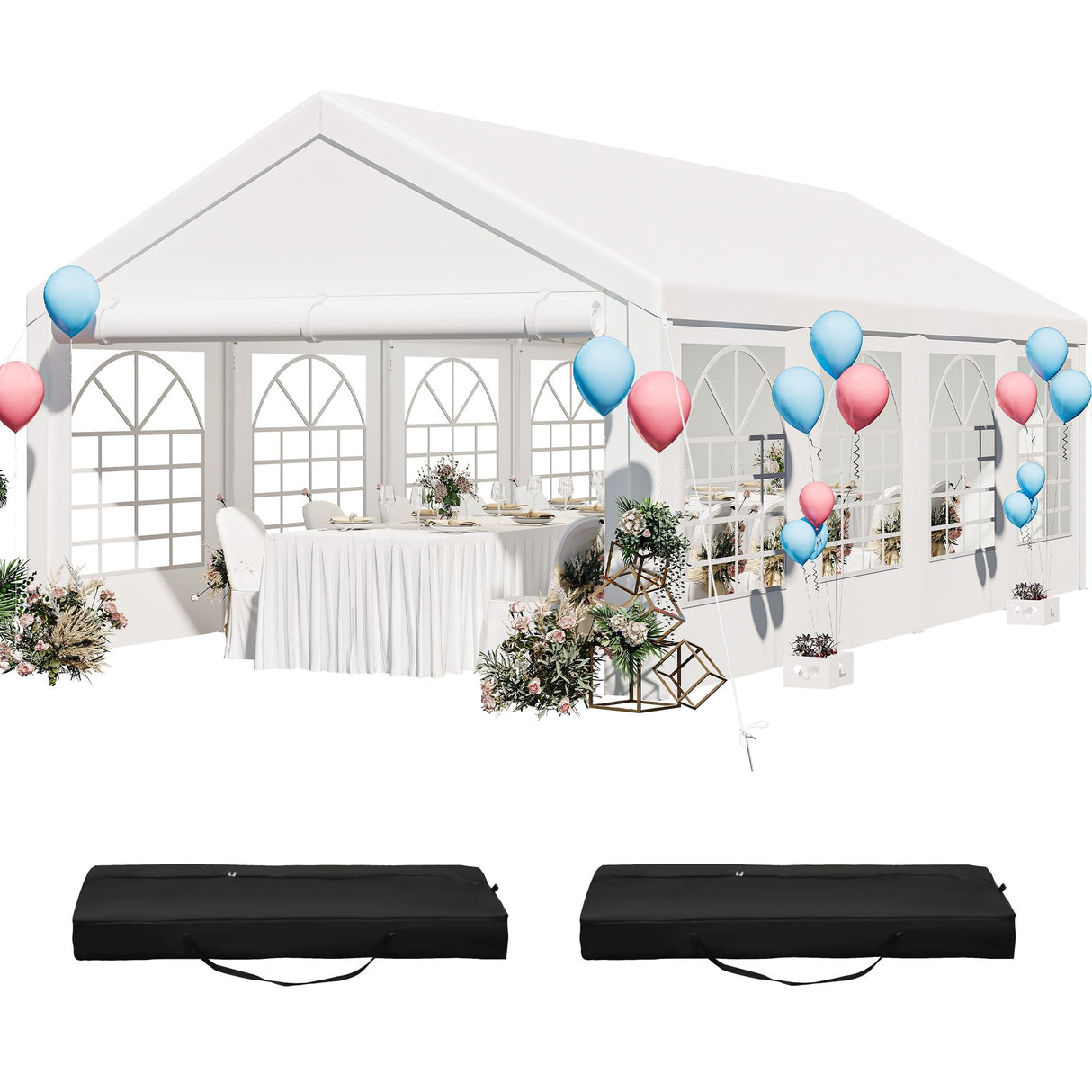 YITAHOME 13x26 ft Party Tent Outdoor Wedding Event Shelters Heavy Duty Upgraded Galvanized Canopy with Large White Roof, Removable Sidewalls & 2 Storage Bags YITAHOME