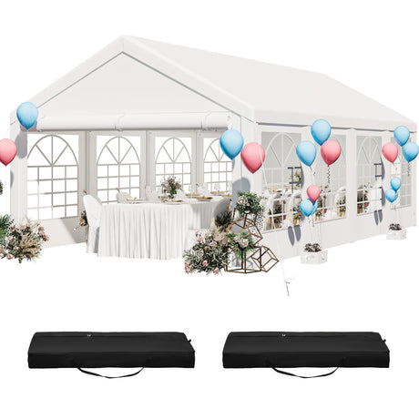 YITAHOME 13x26 ft Party Tent Outdoor Wedding Event Shelters Heavy Duty Upgraded Galvanized Canopy with Large White Roof, Removable Sidewalls & 2 Storage Bags YITAHOME