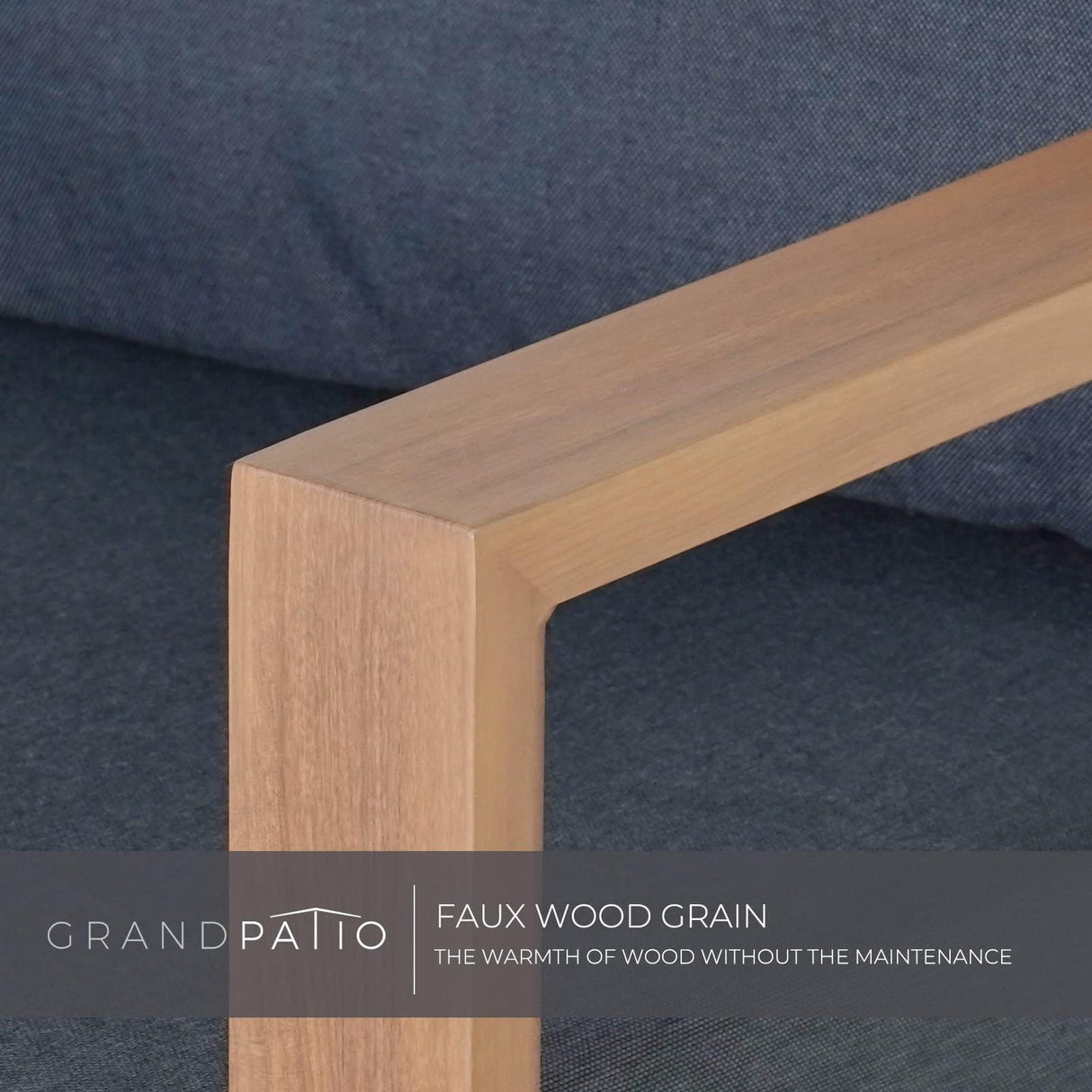 Grand patio Outdoor 4-Piece Modern Aluminum Patio Furniture Sets 5 Person Conversation Set, Faux Wood Grain Finish Frame Sofa with Removable Olefin Extra Thick Cushions and Coffee Table for Garden Grand patio