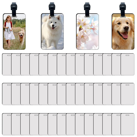 40 Pcs Sublimation Luggage Tag Blanks Rectangle Bulk with Belt MDF Sublimation Bag Tags Blanks Heat Transfer Double Sides Sublimation Keychain Blanks Product Bagge Blank for Travel Bag 2.4x3.8 inch LaiHiulaan