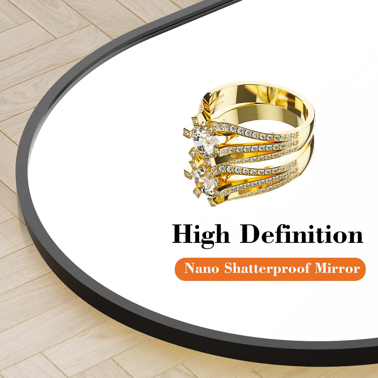 DUMOS Arched Full Length Mirror with Stand 64"x21" Floor Standing Aluminum Frame for Bedroom Body Hanging Leaning Modern Simple Home Decor Shatter-proorf Nano Glass Wall Living Room Cloakroom Black DUMOS