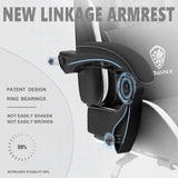 Dowinx Gaming Chair Fabric with Pocket Spring Cushion, Massage Game Chair Cloth with Headrest, Ergonomic Computer Chair with Footrest 290LBS, Black White Dowinx