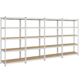 Topeakmart 4PCS 5-Tier Utility Shelves, Metal Storage Shelves Garage Shelving Unit Adjustable Garage Storage Shelves Storage Racks Heavy Duty Shed Shelving- Silver, 35.5 x 17.5 x 72 Inch Topeakmart