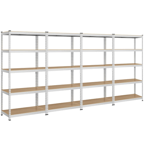 Topeakmart 4PCS 5-Tier Utility Shelves, Metal Storage Shelves Garage Shelving Unit Adjustable Garage Storage Shelves Storage Racks Heavy Duty Shed Shelving- Silver, 35.5 x 17.5 x 72 Inch Topeakmart