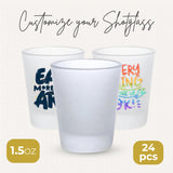 Your Dream Party Shop Sublimation Shot Glasses 24 Pcs, 1.5 oz Each, Sublimation Shot Glass Blanks, Shot Glass, Blank Shot Glasses, Glass Sublimation Blanks, Long Shot Glasses, White Shot Glasses Your Dream Party Shop