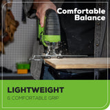 Greenworks 24V Jig Saw,Brushless 1 Inch Jigsaw,3000 SPM,45° Cutting Angle,4 settings Orbital Motion,24V Charger and 4Ah USB Battery Greenworks