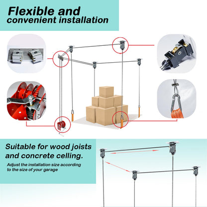 Wrangler Hardtop Hoist, Safe Anti-Drop Overhead Garage Storage Pulley Lift System for Ford Bronco, Easy One-Person Operation,Ceiling Mounted Storage Racks