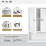 MCS 23x18 White Medicine Cabinet Organizer, Wall Mounted 2-Door Bathroom Cabinet for Over-The-Toilet Storage, Bathroom Furniture & Restroom Organizer MCS