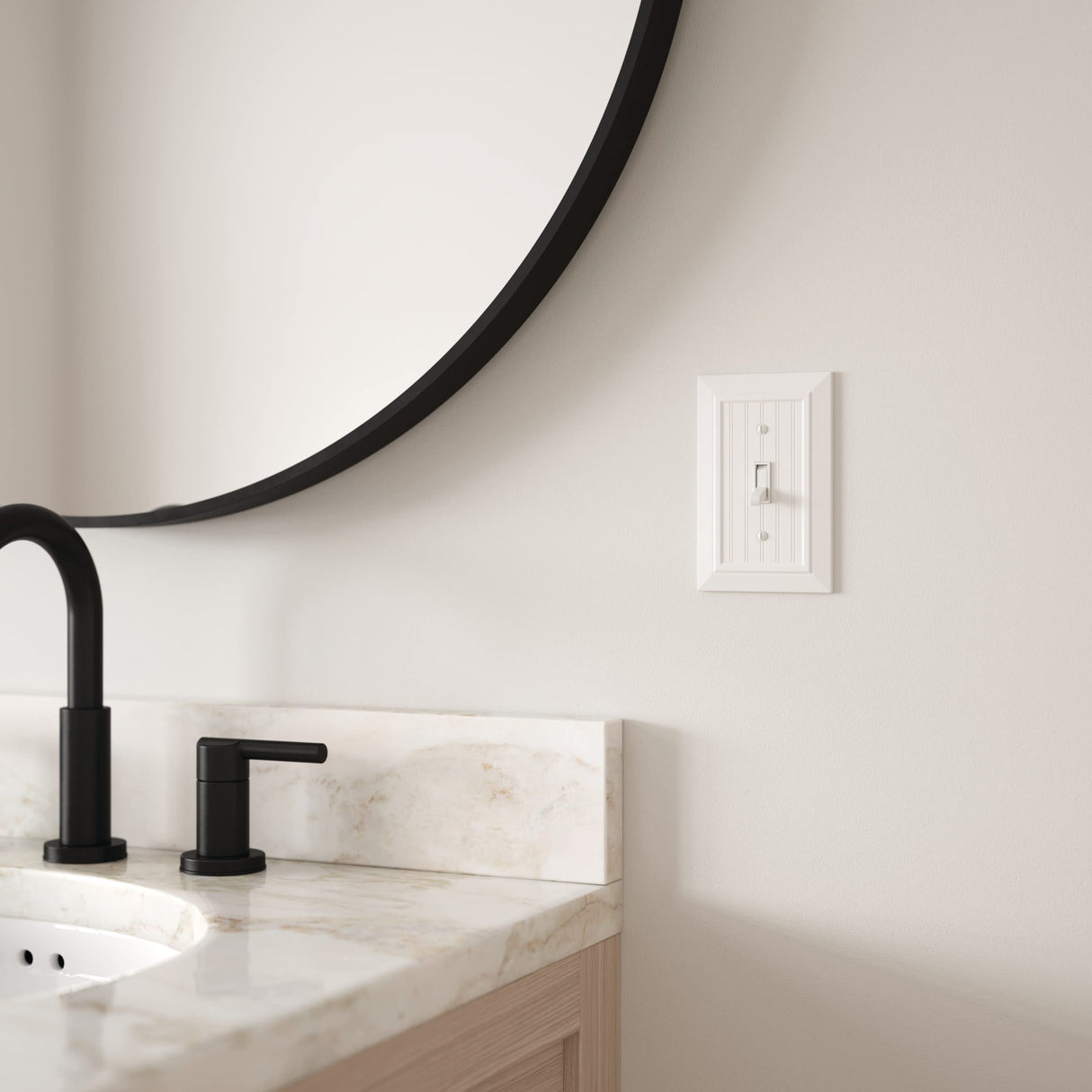 Franklin Brass W35265-PW-C Classic Beadboard Single Wall Plate, Switch Franklin Brass