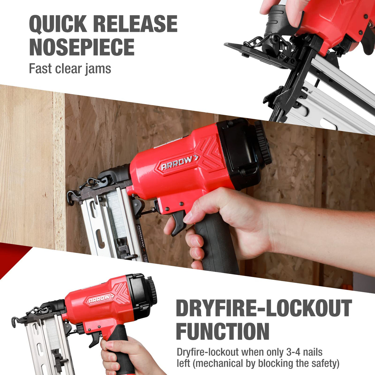 Arrow Pneumatic 16 Gauge Finish Nailer with 1000 Pcs Nails, 16 GA Professional Straight Nail Gun Kit, Oil-free Design, Depth Adjustable, Dryfire-lockout, Fits 1-1/4-Inch to 2-1/2-Inch Finish Nails Arrow