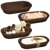 Royxen 4 Pack Dough Bowl for Candle, Wooden Dough Bowls Paulownia, Rustic Bowl Vintage, Bowls for Candle, 9.5 x 5.5 Inch, Brown Royxen