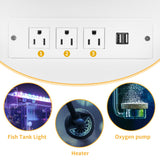 DWVO 75-120 Gallon Aquarium Stand with Power Outlet & LED Light, Cabinet for Accessories Storage - Heavy Duty Metal Fish Tank Stand Suitable for Turtle Tank, Reptile Terrarium, 2000LBS Capacity, White DWVO