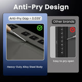 Grimtron Biometric Gun Safe for Handgun – Quick Access Pistol Safe with 100 Fingerprints, Backlit Keypad & Backup Keys – Gun Lock Box for Nightstand, Bedside, Car, Truck & Vehicle Use Grimtron