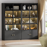 PAKASEPT 5 Tier Display Case with Glass Doors, 65" Display Cabinet with LED Light, Tall Curio Cabinets Display Shelf for Collectibles, Bookcase Bookshelf for Bedroom, Living Room PAKASEPT