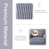 INZOY Swivel Accent Chair Set of 2, Mid Century Modern Reading Chair, Upholstered Swivel Square Chair for Living Room Bedroom Small Spaces, Fully Assembled, Blue Stripe INZOY