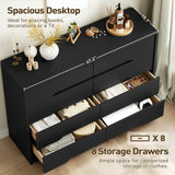 RALGEND 8 Drawer Dresser for Bedroom, White Double Chest of Drawers, Modern Wooden Dresser with Handless Design, Minimalism Style, for Bedroom, Living Room, Hallway, Entryway, Black RALGEND