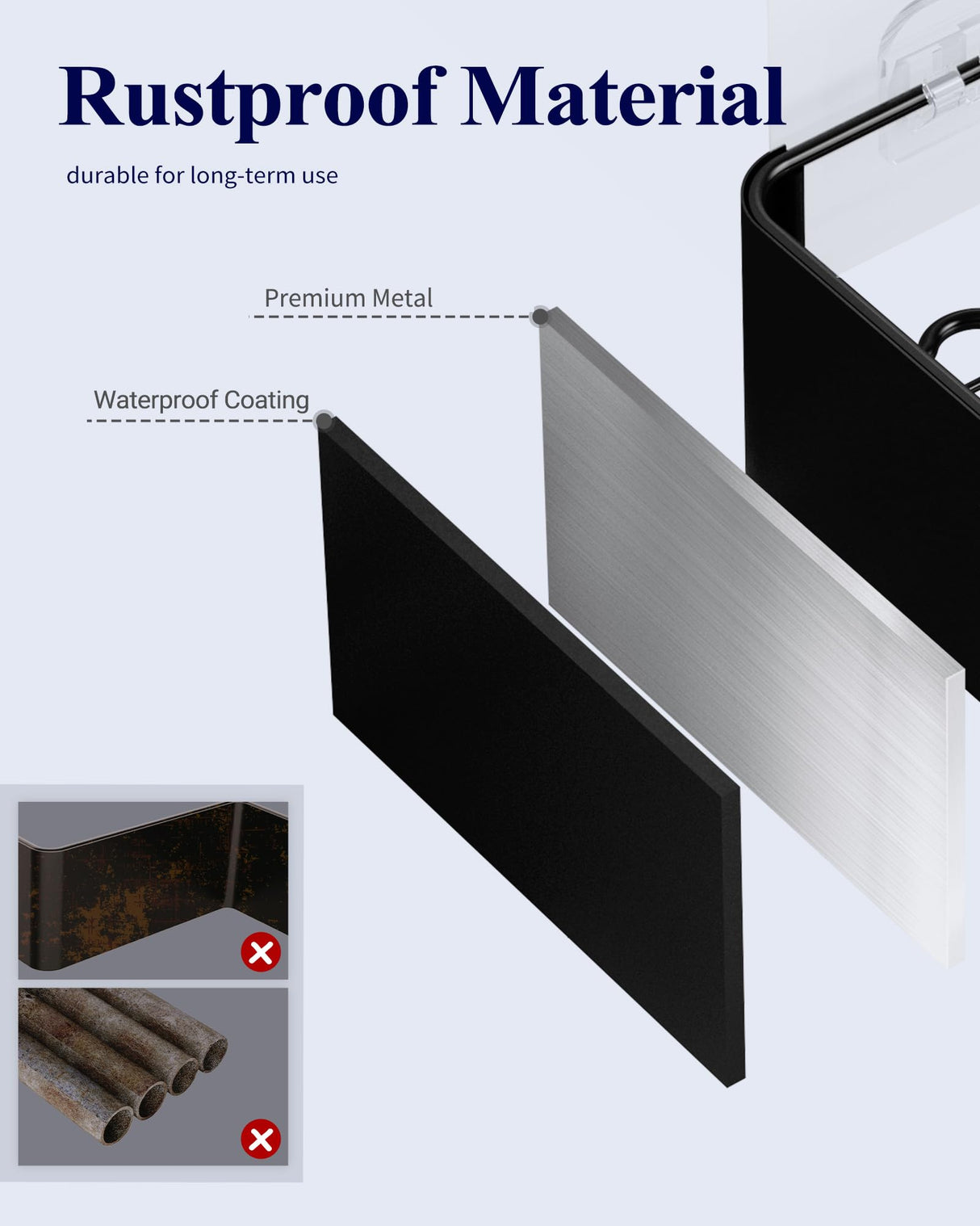 Kitsure Shower Caddy - 2 Pack Adhesive Shower Organizer, Rustproof Metal Shelves, No-Drill Bathroom Organizers and Storage, Black, Large Kitsure