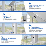 Gyykzz One-Stop Cable Railing Post Kits, 4Pack Brushed Finish Level Drilled Line Post 36", Adjustable Top Cable Railing System Including 4 Railing Posts, 160ft Cable, 10 Set Terminal, 80 Cable Sleeves Gyykzz
