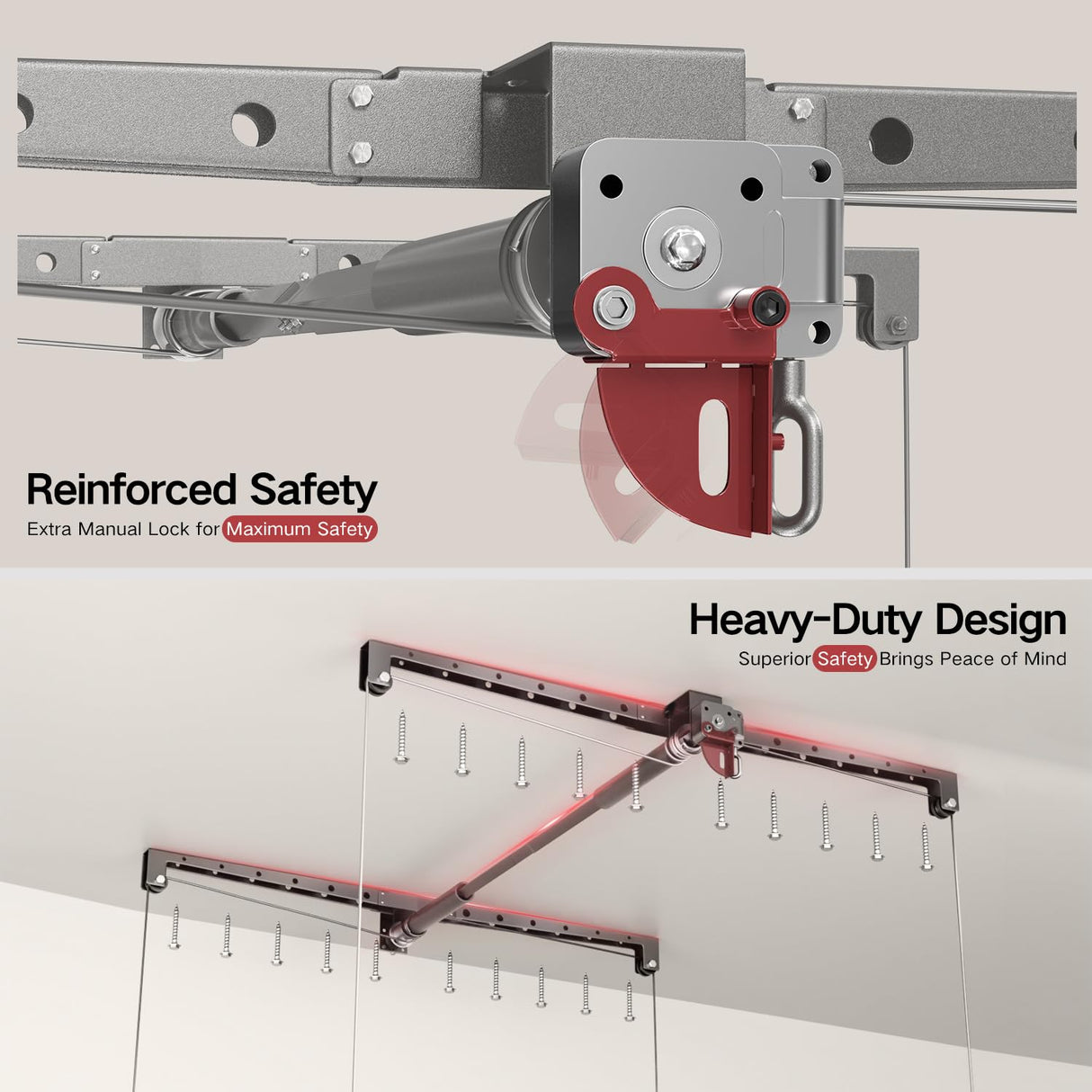 KOKORACKER Overhead Garage Storage Rack, Adjustable Heavy-duty 4x4 Ft Ceiling Storage Racks with Safety Lock, Ideal for Garage Storage Lifting Organization System, 250lbs Capacity KOKORACKER
