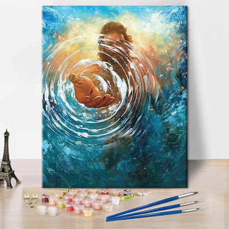 TUMOVO Paint by Number for Adults Jesus Paint by Numbers Christ Religion Paint by Number Kits Adult Paint by Numbers Blue Ocean Bible Oil Painting Paint-by-Number Kits, 16"x20", Frameless TUMOVO