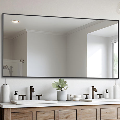DESBING Black Bathroom Mirror for Wall, 30x60 Inch Rectangle Mirrors with Metal Frame, Modern Vanity Wall Mirror Decor for Entryway Hangs, Bathroom Living Room Horizontal or Vertical DESBING