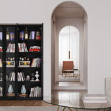 IRONMIX Display Cabinet with Doors, Curio Cabinet with 4 Adjustable Shelves, 71" Tall China Cabinet for Living Room, 5-Tier Display Case Tall Bookcase for Home Office (23.5 W, Black) IRONMIX