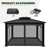 OLILAWN Gazebo Universal Replacement Mosquito Netting, 10' x 12' Outdoor Canopy Net Screen 4-Panel Sidewall Curtain, with Zippers, Easy to Install, Fit for Most Gazebo 10x12 Canopy, Black OLILAWN