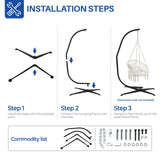 Yaheetech Hammock Chair Stand, C-Stand for Hanging Hammock Chair w/Buckle & S-Shaped Hook - Free Rotation C-Stand Hammock Stand for Hanging Chairs, Swings, Max.Weight Capacity 300Lb Yaheetech