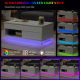 LED Coffee Table White Lift Top Coffee Table with Storage Modern Tea Table with Drawer Lift Up Dining Center Table with LED Light for Living Room Home Office HOMMPA