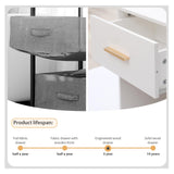 LAPTAIN Nightstand with Charging Station, End Side Table with Storage Drawer and Open Cabinet, Bedside Table for Bedroom, White LAPTAIN