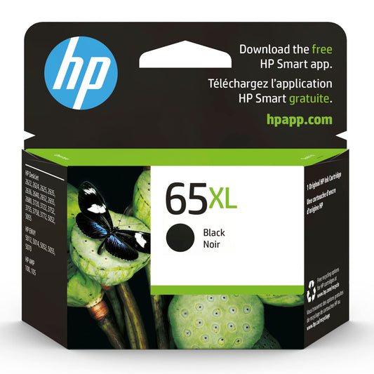 HP 65XL Black High-yield Ink Cartridge | Works with HP AMP 100 Series, HP DeskJet 2600, 3700 Series, HP ENVY 5000 Series | Eligible for Instant Ink | N9K04AN