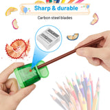 NeaLia Colored Pencil Sharpeners Manual, Hand Held Small Compact Pencil Sharpener for Kids with Lid Dual Hole, (8-11mm) No.2/Makeup Pencils Classroom Adults Artist Students School Home Office -4PCS NeaLia