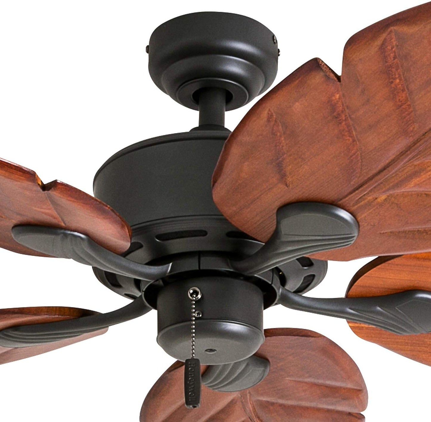 Honeywell Ceiling Fans Willow View, 52 Inch Tropical Indoor Ceiling Fan with No Light, Pull Chain, Three Mounting Options, Hand Carved Wooden Leaf Blades - 50501-01 (Bronze) - WoodArtSupply