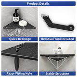 Bernkot 10'' Corner Shower Shelf w/Soap Holder, 304 Stainless Steel Grout in Shelf for Bathroom, Recessed Shelf Rack for Tiled Wall, No Drilling Needed (Black) Bernkot
